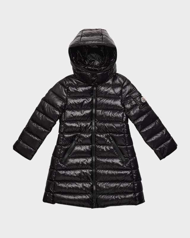 Girl's Moka Shiny Puffer Coat, Size 8-14